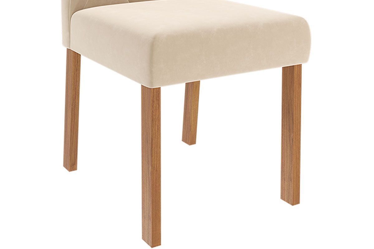 Sala Jantar Mesa Maitê Tampo Madeirado c/ Vidro 160x80cm e 6 Cadeiras Fernanda - Cimol