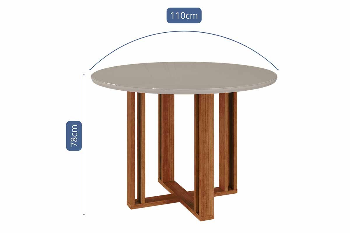 Sala Jantar Mesa Flora Tampo Madeirado c/ Vidro 109cm e 4 Cadeiras Paola - Cimol