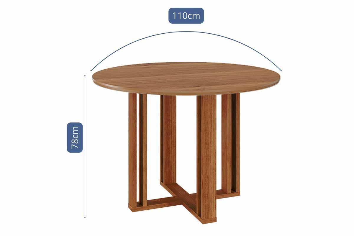 Sala Jantar Mesa Flora Tampo Madeirado 109cm e 4 Cadeiras Clarice - Cimol