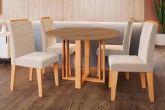Sala Jantar Mesa Flora Tampo Madeirado 109cm e 4 Cadeiras Clarice - Cimol