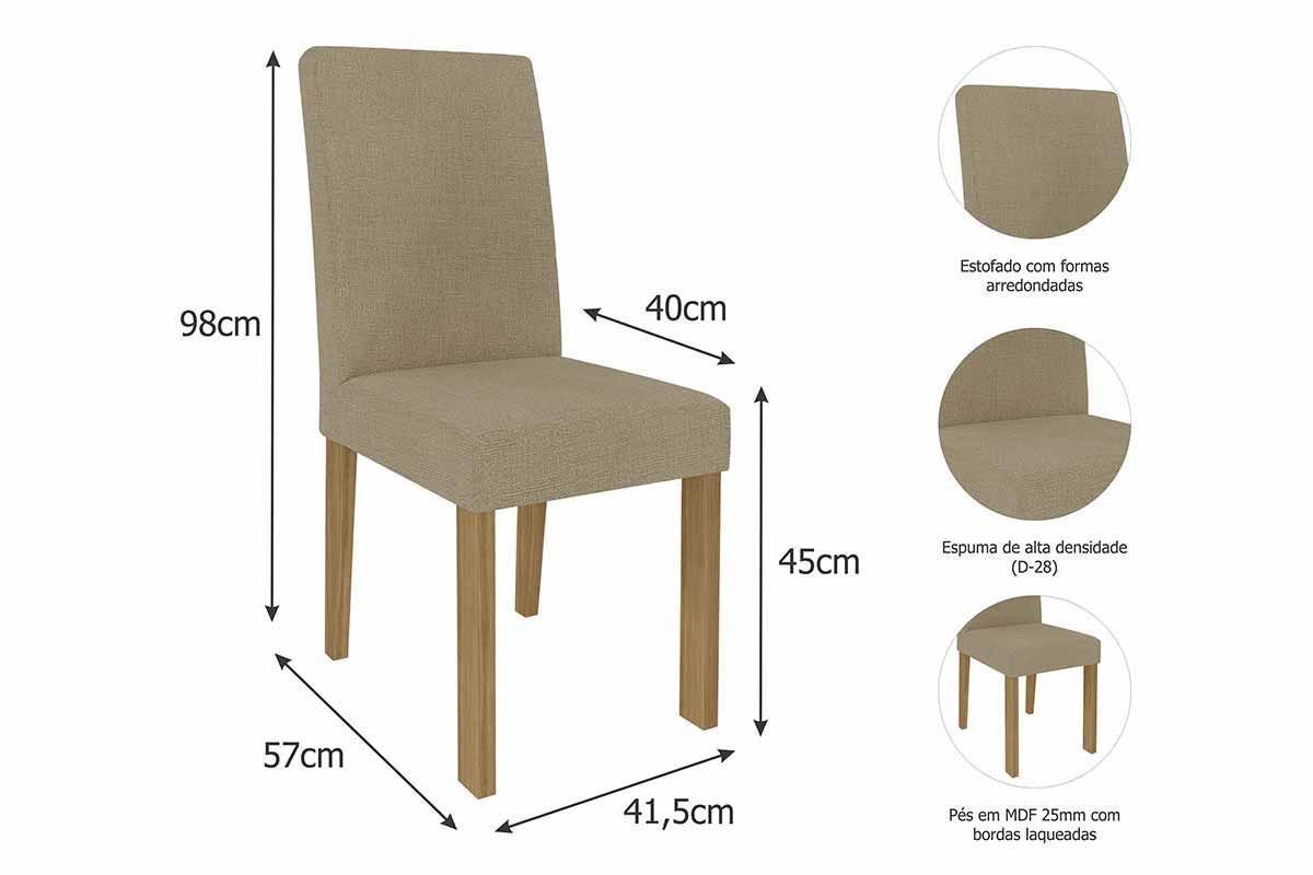 Sala Jantar Mesa Flora Tampo Madeirado 95x95cm e 4 Cadeiras Maia - Cimol