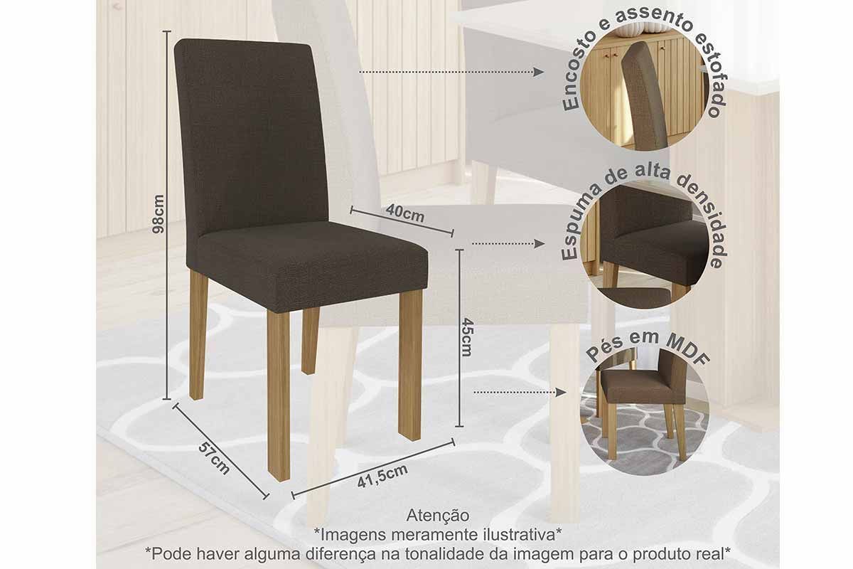 Sala Jantar Mesa Flora Tampo Madeirado 95x95cm e 4 Cadeiras Maia - Cimol