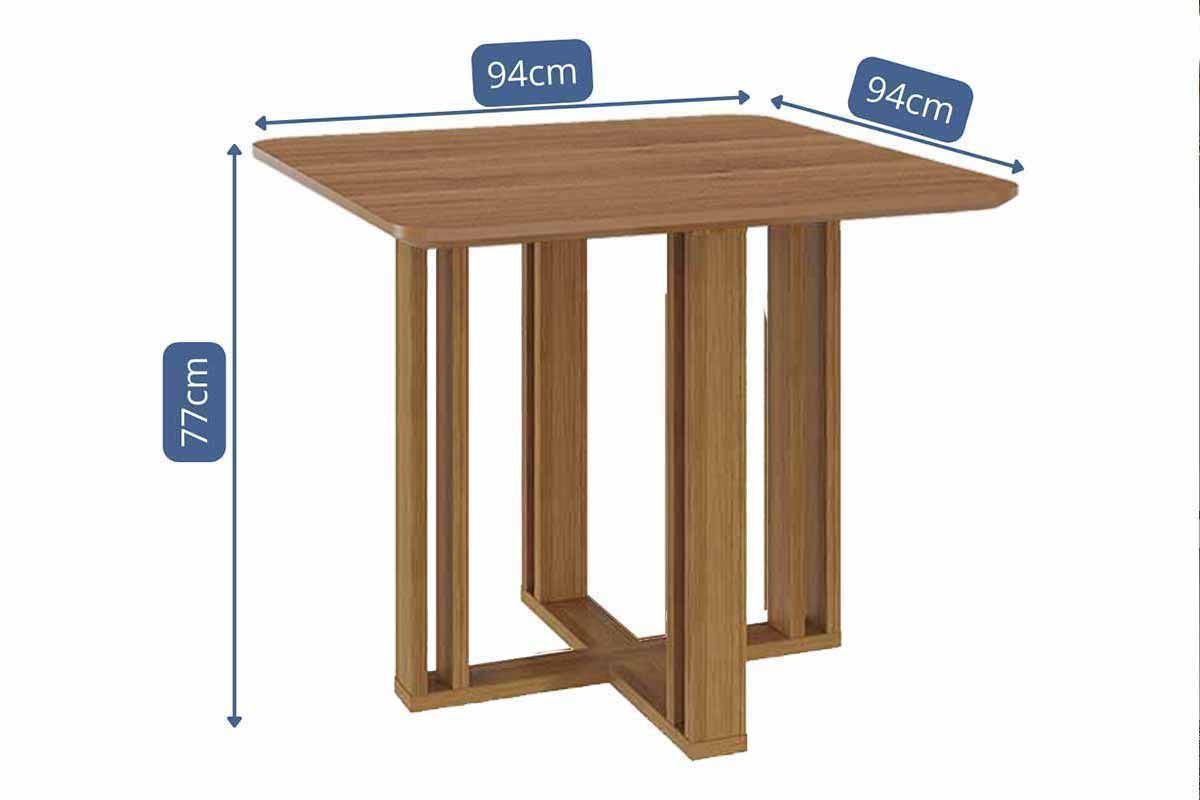 Sala Jantar Mesa Flora Tampo Madeirado 95x95cm e 4 Cadeiras Maia - Cimol