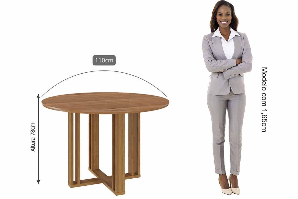 Sala Jantar Mesa Flora Tampo Madeirado 109cm e 4 Cadeiras Maia - Cimol