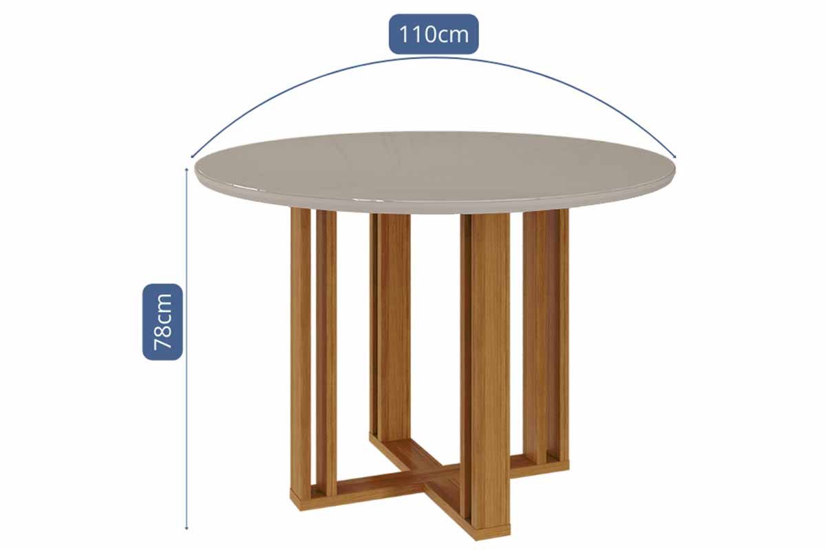 Sala Jantar Mesa Flora Tampo Madeirado c/ Vidro 109cm e 4 Cadeiras Fernanda - Cimol