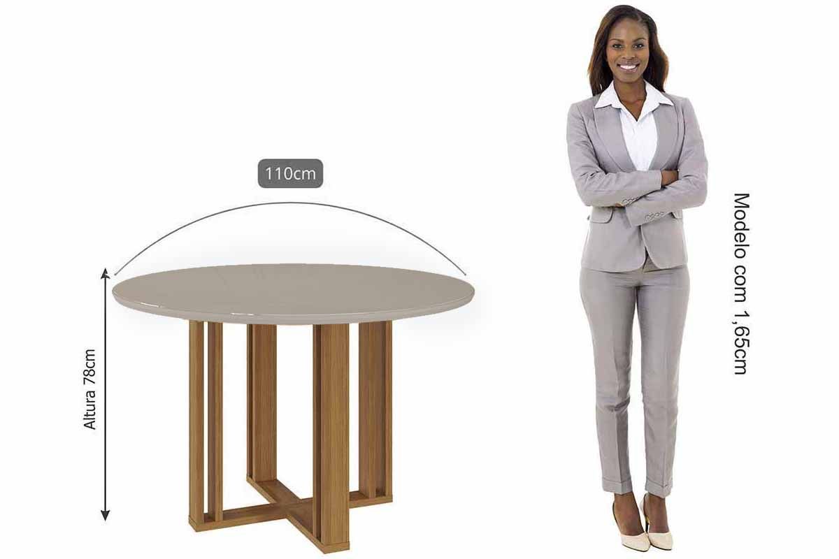 Sala Jantar Mesa Flora Tampo Madeirado c/ Vidro 109cm e 4 Cadeiras Clarice - Cimol