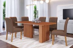 Sala Jantar Mesa Ester Tampo Madeirado 180x90cm e 6 Cadeiras Juliana - Cimol