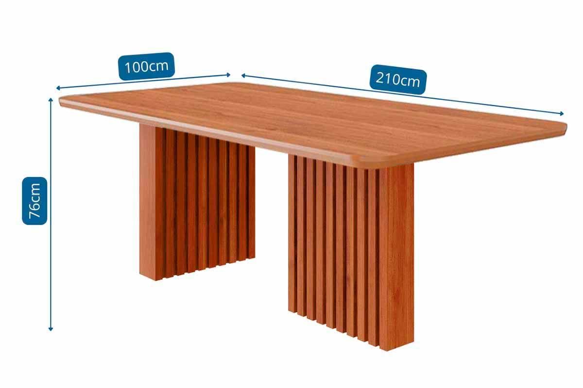 Sala Jantar Mesa Ester Tampo Madeirado 210x100cm e 8 Cadeiras Paola - Cimol
