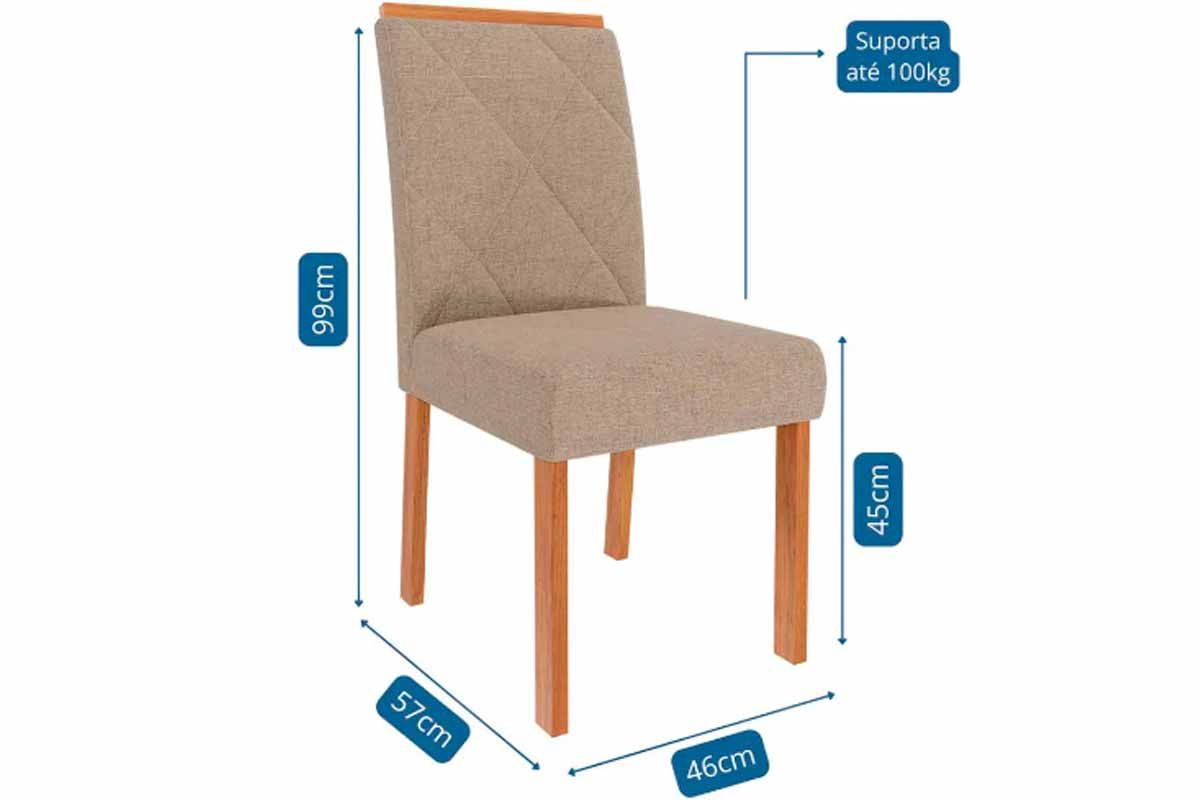 Sala Jantar Mesa Ester Tampo Madeirado c/ Vidro 180x90cm e 6 Cadeiras Fernanda - Cimol