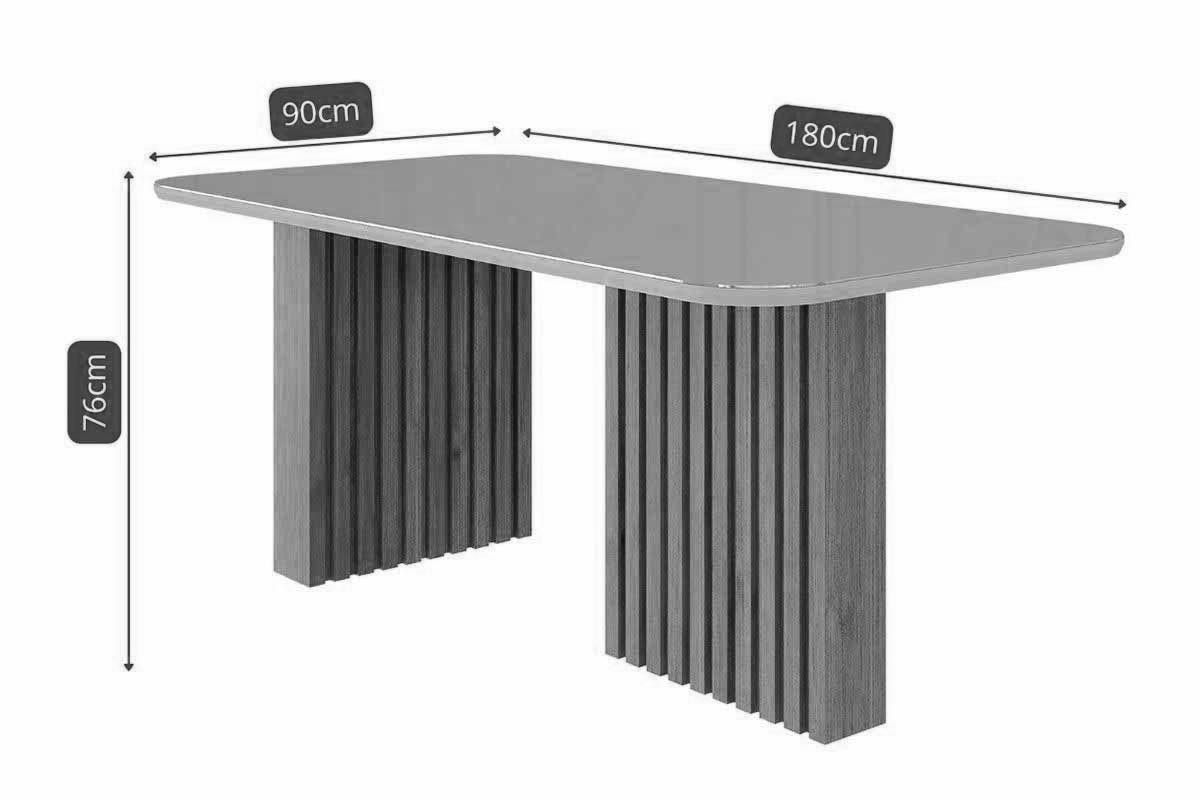 Sala Jantar Mesa Ester Tampo Madeirado c/ Vidro 180x90cm e 6 Cadeiras Maia - Cimol