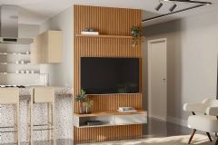 Home p/ TV até 60 Pol Modular 1.4 Ripado c/1 Portas 1 Prat. 141x250cm Linea Brasil
