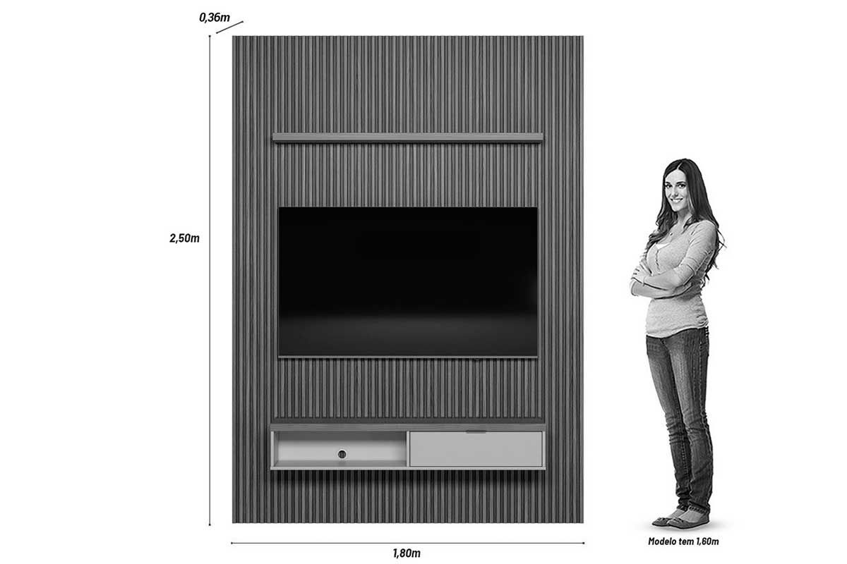 Home p/ TV até 75 Pol Modular 1.8 Ripado c/1 Porta 1 Prat. 180x250cm Linea Brasil Home p/ TV até 75 Pol Modular 1.8 Ripado c/1 Porta 1 Prat. 180x250cm Linea Brasil