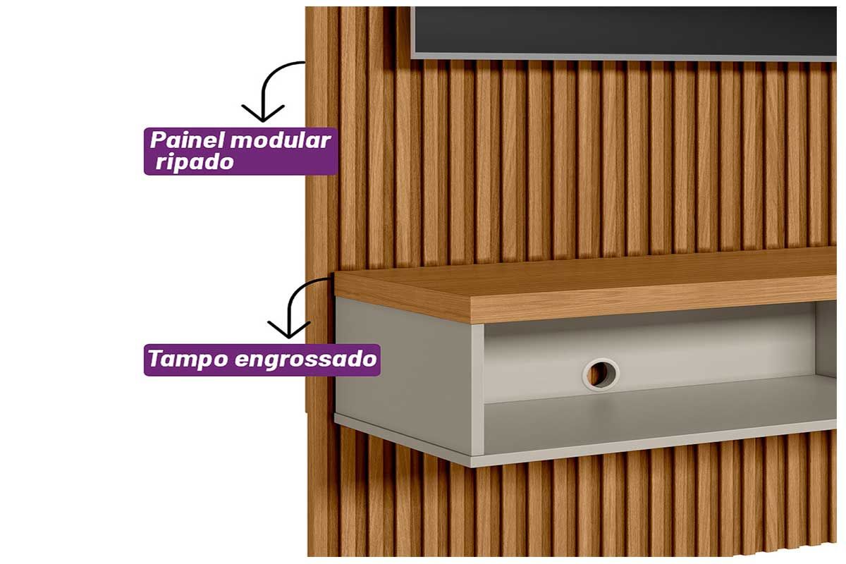Home p/ TV até 85 Pol Modular 2.2 Ripado c/1 Porta 1 Prat. 219x250cm Linea Brasil Home p/ TV até 85 Pol Modular 2.2 Ripado c/1 Porta 1 Prat. 219x250cm Linea Brasil