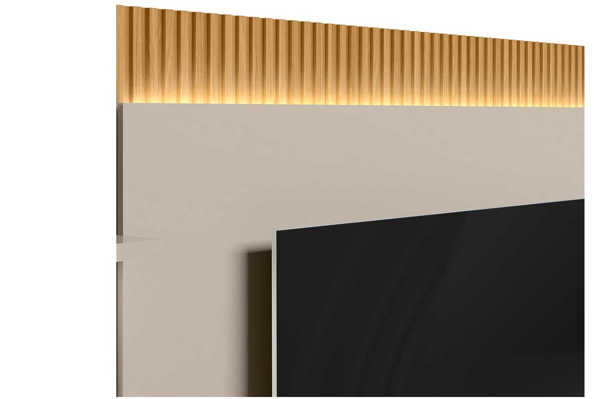Home p/ TV até 70 Pol São Paulo Ripado c/1 Pta 2Gav 3 Prateleiras e Leds 238x198cm Linea Brasil