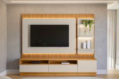 Home p/ TV até 70 Pol São Paulo Ripado c/1 Pta 2Gav 3 Prateleiras e Leds 238x198cm Linea Brasil