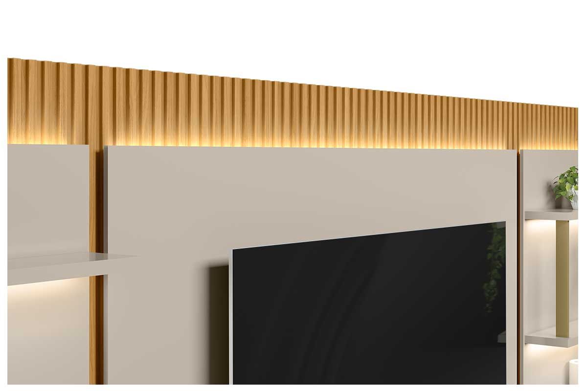 Home p/ TV até 70 Pol São Paulo Ripado c/4 Gav. 6 Prateleiras e Leds 297x198cm Linea Brasil