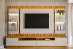 Home p/ TV até 70 Pol São Paulo Ripado c/4 Gav. 6 Prateleiras e Leds 297x198cm Linea Brasil