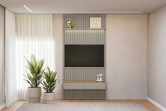 Home p/ TV até 60 Pol Modular 1.4 Ripado c/2 Portas 1 Prat. 141x250cm Linea Brasil