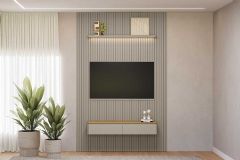 Home p/ TV até 75 Pol Modular 1.8 Ripado c/2 Portas 1 Prat. 180x250cm Linea Brasil
