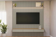 Home p/ TV até 85 Pol Modular 2.2 Ripado c/2 Portas 1 Prat. 219x250cm Linea Brasil