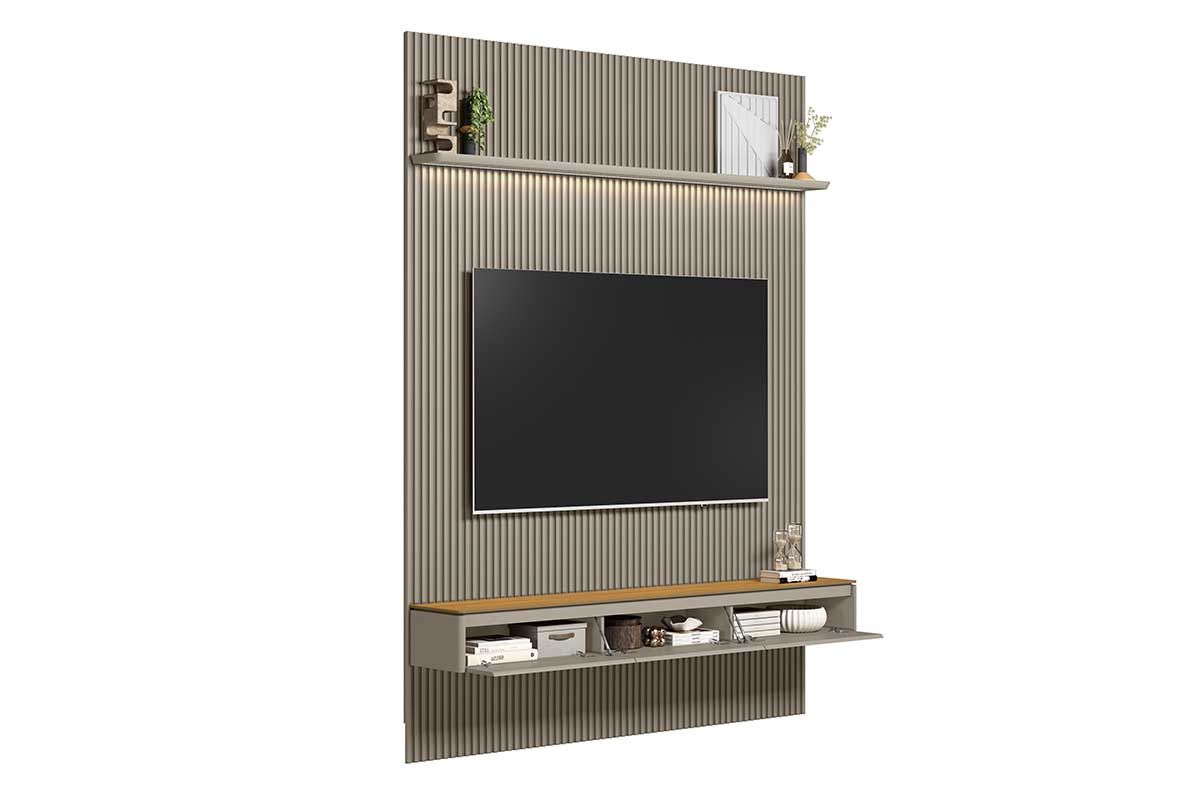 Home p/ TV até 85 Pol Modular 2.2 Ripado c/2 Portas 1 Prat. 219x250cm Linea BrasilTauari/Gris Fosco Home p/ TV até 85 Pol Modular 2.2 Ripado c/2 Portas 1 Prat. 219x250cm Linea BrasilTauari/Gris Fosco
