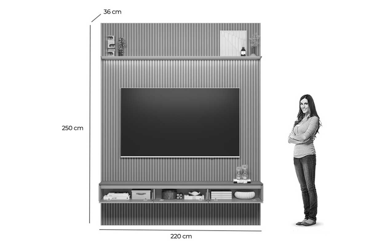 Home p/ TV até 85 Pol Modular 2.2 Ripado c/2 Portas 1 Prat. 219x250cm Linea Brasil Home p/ TV até 85 Pol Modular 2.2 Ripado c/2 Portas 1 Prat. 219x250cm Linea Brasil