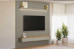 Home p/ TV até 90 Pol Modular 2.6 Ripado c/2 Portas 1 Prat. 258x250cm Linea Brasil