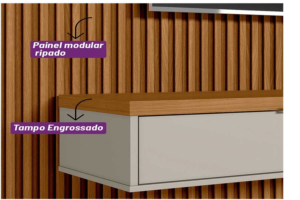 Home p/ TV até 100 Pol Modular 3.0 Ripado c/2 Portas 1 Prat. 297x250cm Linea Brasil Home p/ TV até 100 Pol Modular 3.0 Ripado c/2 Portas 1 Prat. 297x250cm Linea Brasil