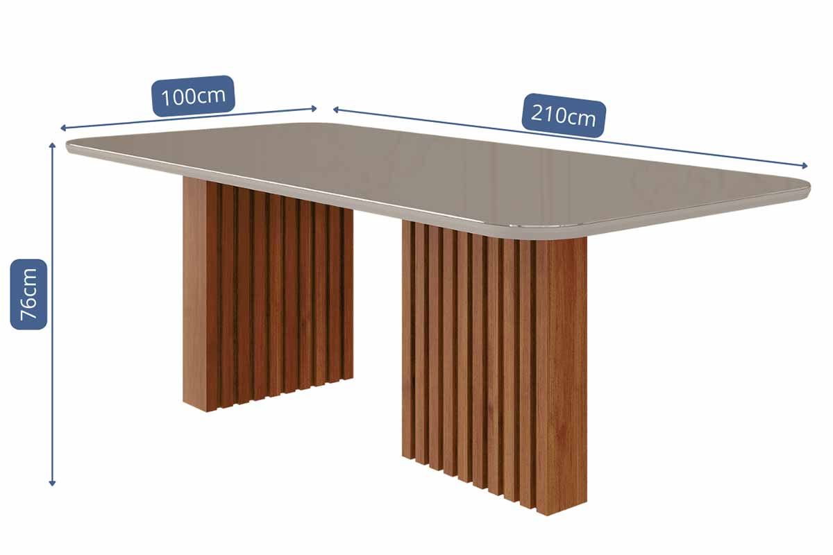 Sala Jantar Mesa Ester Tampo Madeirado Oval c/ Vidro 210x100cm e 6 Cadeiras Clarice - Cimol