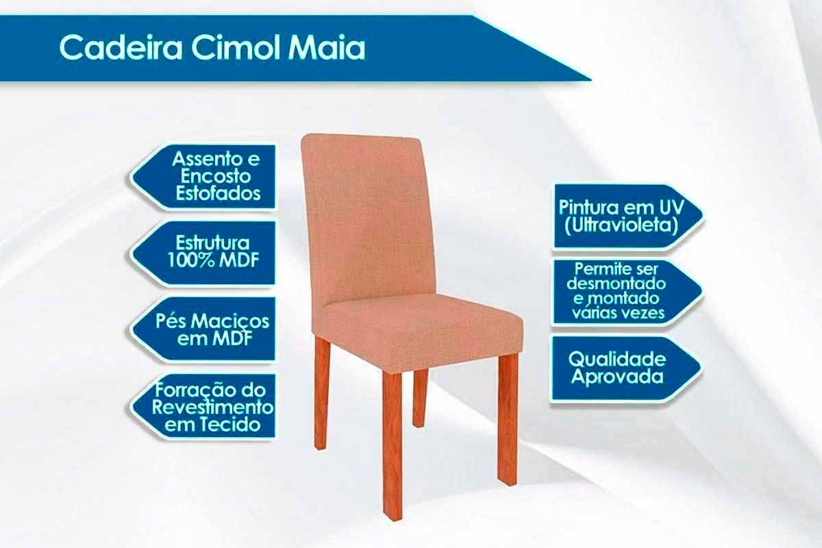 Sala Jantar Mesa Ester Tampo Madeirado Oval c/ Vidro 210x100cm e 6 Cadeiras Maia - Cimol