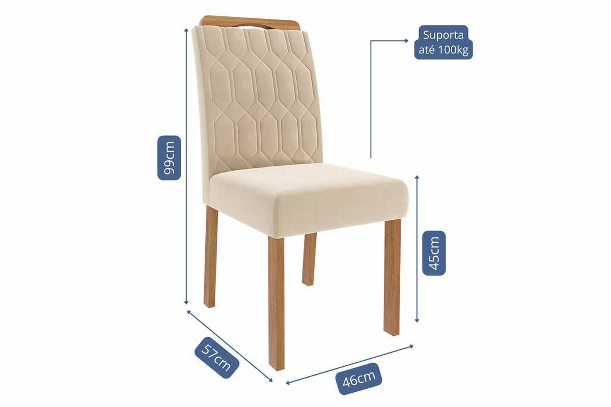 Sala Jantar Mesa Valentina c/ Tampo Madeirado 130x80cm e 4 Cadeiras Paola - Cimol