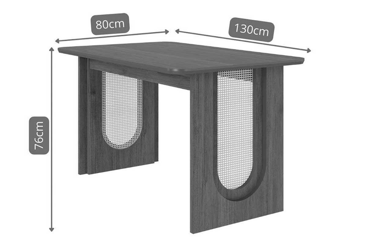 Sala Jantar Mesa Valentina Tampo Madeirado 130x80cm e 4 Cadeiras Juliana - Cimol
