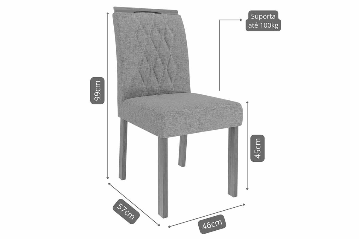 Sala Jantar Mesa Valentina Tampo Madeirado c/ Vidro 130x80cm e 4 Cadeiras Juliana - Cimol