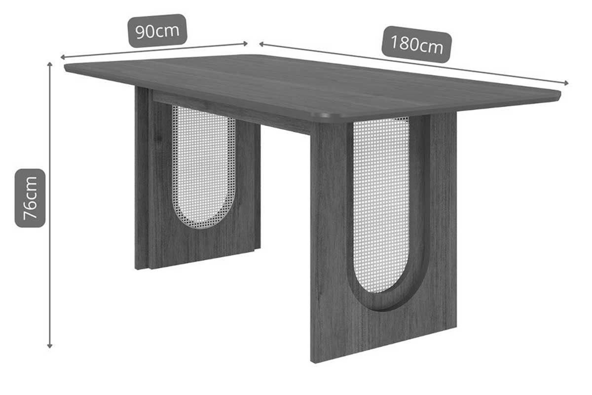 Sala Jantar Mesa Valentina Tampo Madeirado 180x90cm e 6 Cadeiras Paola - Cimol