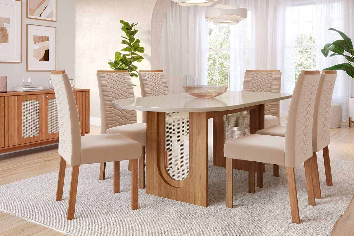 Sala Jantar Mesa Valentina Oval 210cm + 6 Cadeiras Clarice - Cimol