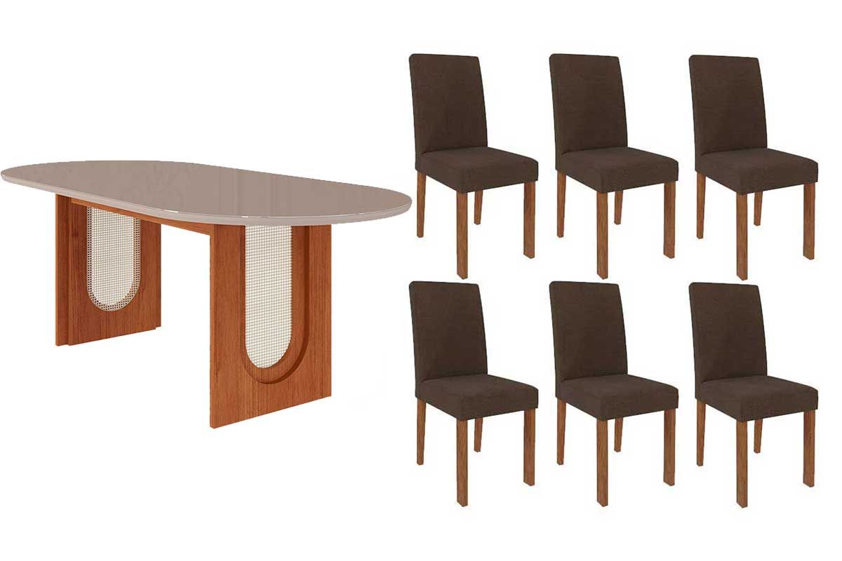 Sala Jantar Mesa Valentina Oval 210cm + 6 Cadeiras Maia - Cimol