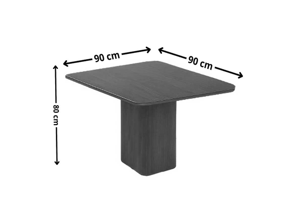 Sala Jantar Mesa Maldivas c/ Tampo Madeirado Canto Curvo 90x90cm e 4 Cadeiras Havana - Rufato