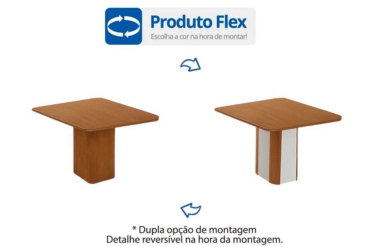 Sala Jantar Mesa Maldivas c/ Tampo Madeirado Canto Curvo 90x90cm e 4 Cadeiras Havana - Rufato