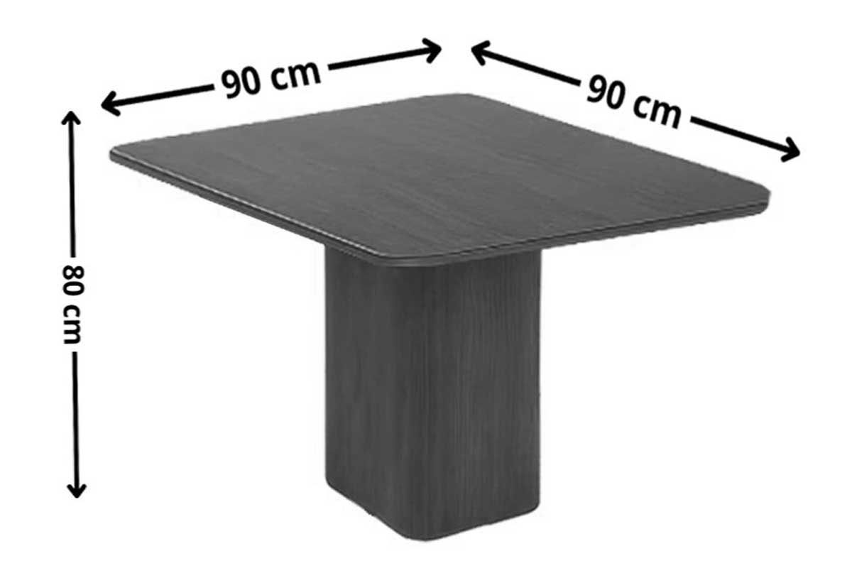 Sala Jantar Mesa Maldivas c/ Tampo Madeirado Canto Curvo 90x90cm e 4 Cadeiras Maldivas - Rufato