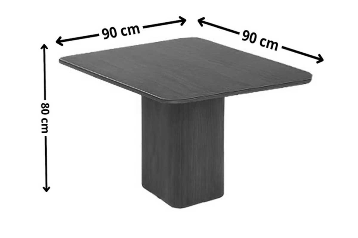 Sala Jantar Mesa Maldivas c/ Tampo Madeirado Canto Curvo 90x90cm e 4 Cadeiras Pietá - Rufato