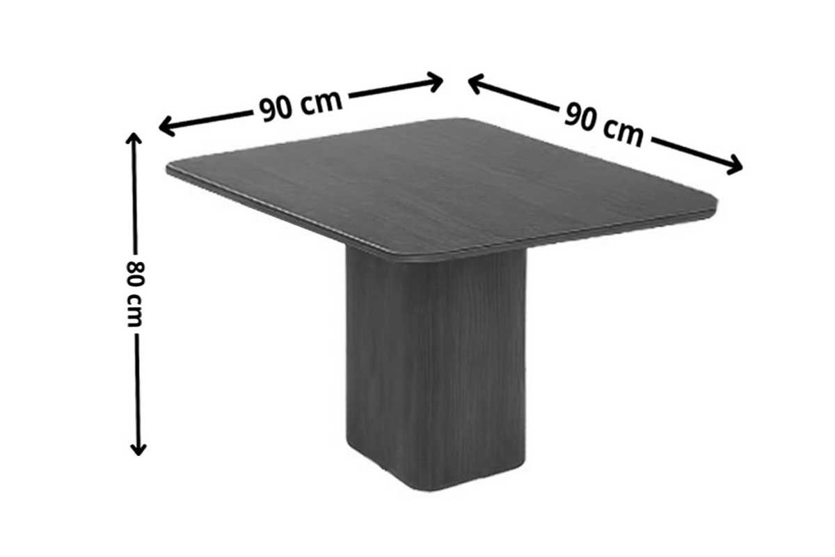 Sala Jantar Mesa Maldivas c/ Tampo Madeirado Canto Curvo 90x90cm e 4 Cadeiras Dafne - Rufato