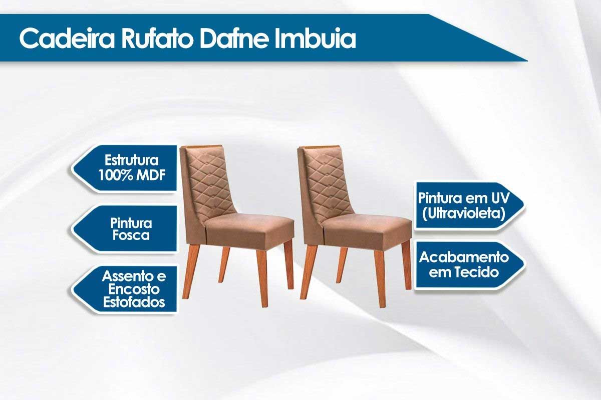 Sala Jantar Mesa Maldivas c/ Tampo Madeirado Canto Curvo 90x90cm e 4 Cadeiras Dafne - Rufato