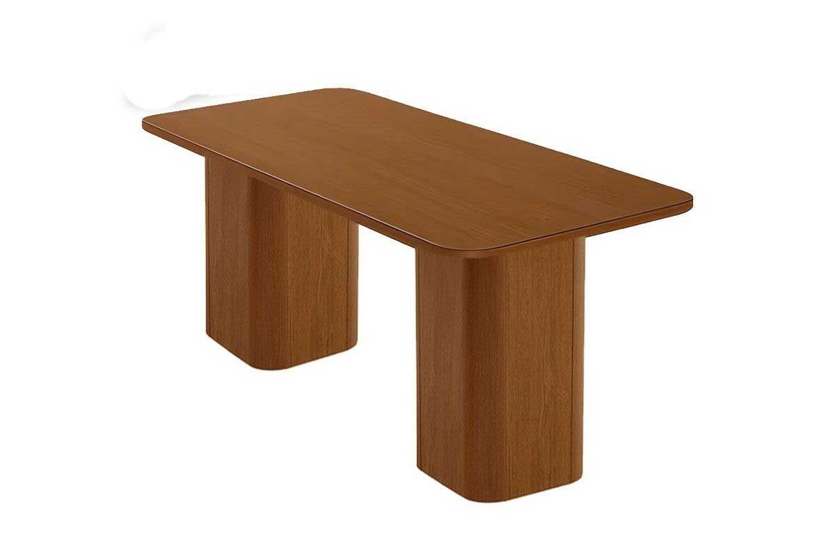 Sala Jantar Mesa Maldivas c/ Tampo Madeirado Canto Curvo 180x90cm e 6 Cadeiras Dakota - Rufato