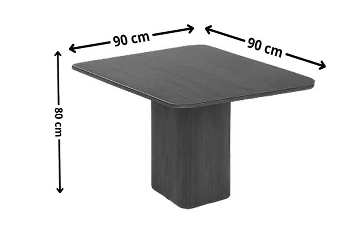 Sala Jantar Mesa Maldivas c/ Tampo Madeirado Canto Curvo 90x90cm e 4 Cadeiras Dakota - Rufato