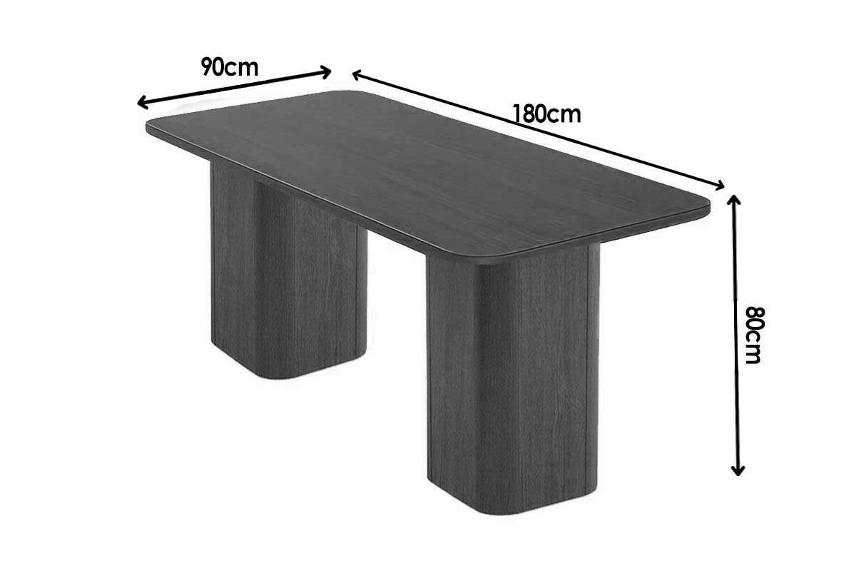 Sala Jantar Mesa Maldivas c/ Tampo Madeirado Canto Curvo 180x90cm e 6 Cadeiras Tilia - Rufato