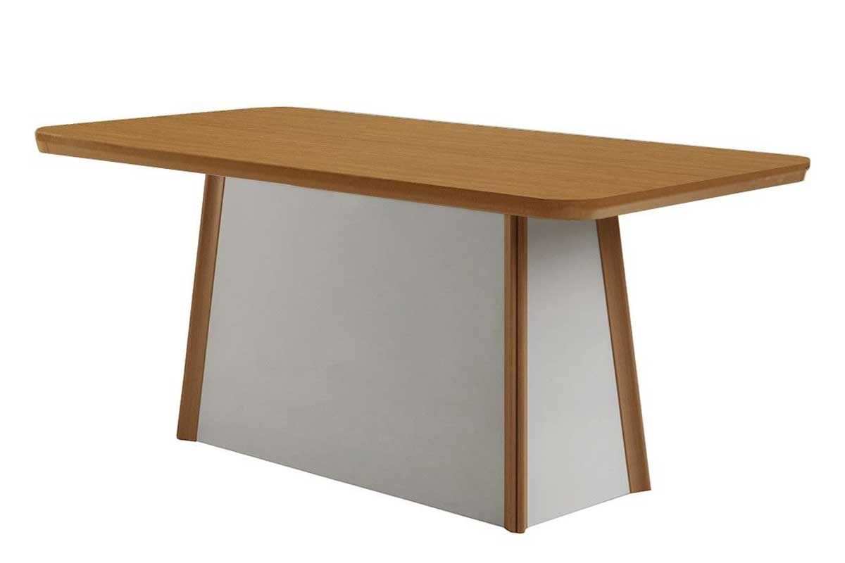 Sala Jantar Mesa Tilia c/ Tampo Madeirado Canto Curvo 180x90cm e 6 Cadeiras Pietá - Rufato