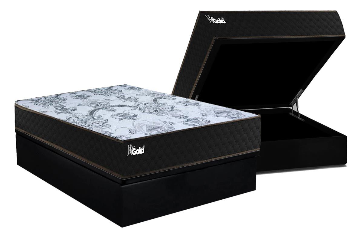 Cama Box Baú CRC +Colchão Molas Life Gold Paropas