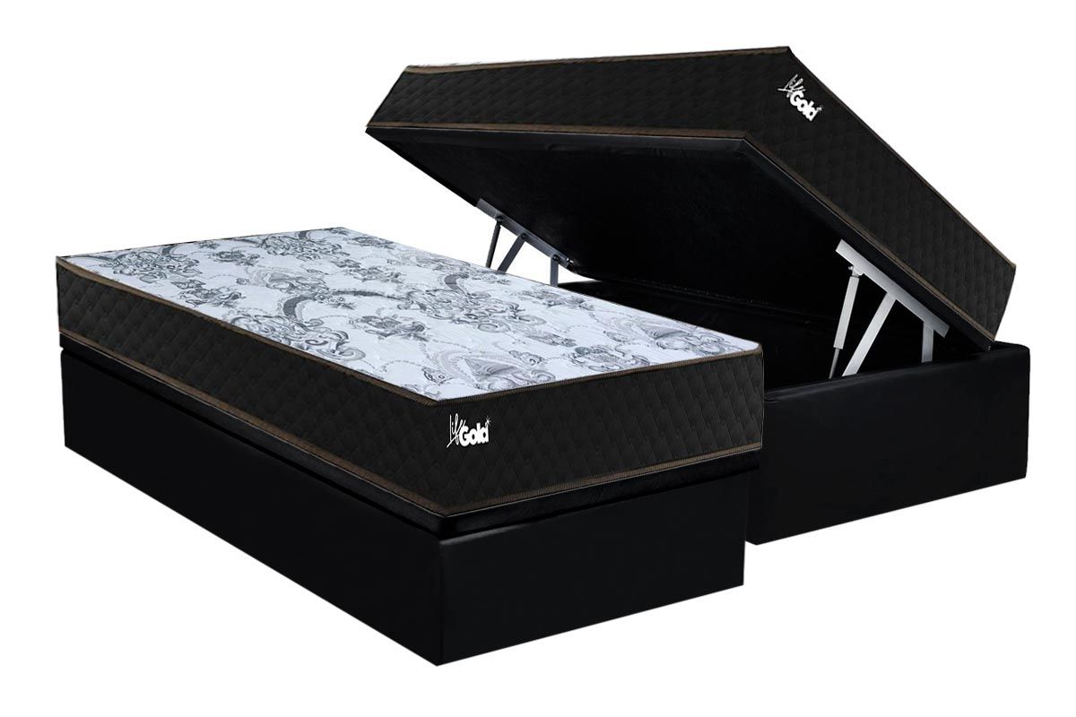 Cama Box Baú CRC +Colchão Molas Life Gold Paropas