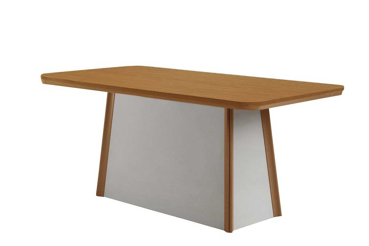Sala Jantar Mesa Tilia c/ Tampo Madeirado Canto Curvo 180x90cm e 6 Cadeiras Dafne - Rufato