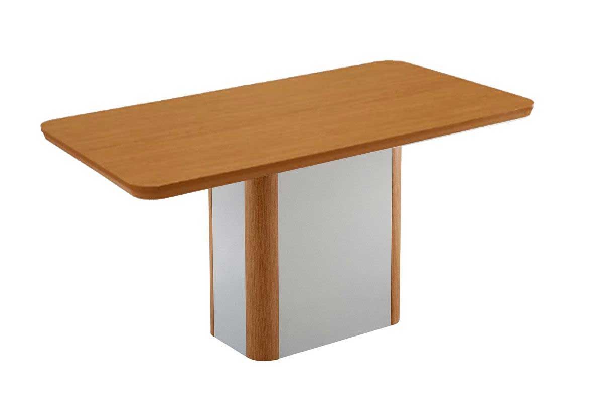 Sala Jantar Mesa Pietá c/ Tampo Madeirado Canto Curvo 180x90cm e 6 Cadeiras Dakota - Rufato